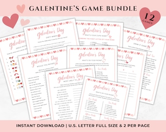Galentine's Day Games Bundle: 12 Printable PDF Games (Instant Download)