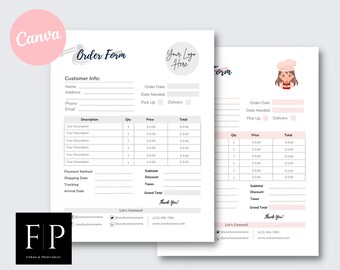 Editable Order Form Template: Custom Business Form (Digital Download)