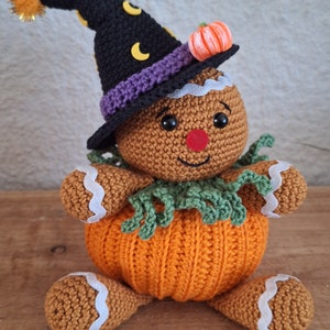 Patron de crochet PDF : Sorcière citrouille en pain d'épices - Patron uniquement - Anglais et néerlandais