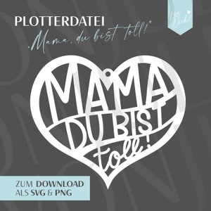 Arquivo plotter digital/arquivo laser sinal svg/coração pendente com letras à mão Mamãe, você é ótima, por exemplo, como um presente para o Dia das Mães.