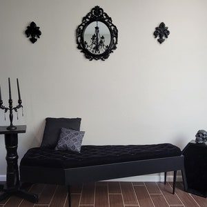 Coffin Velvet Tufted Bench