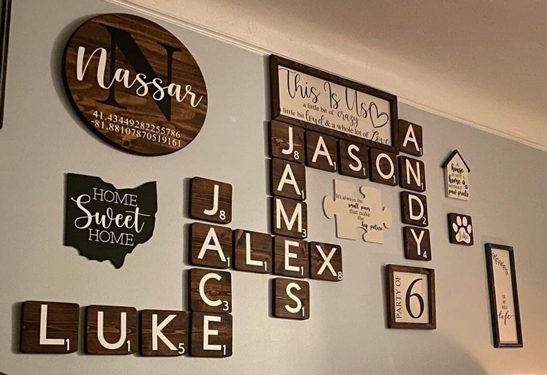 3.5in Personalized Wooden Scrabble Wall Tiles Large Scrabble Etsy