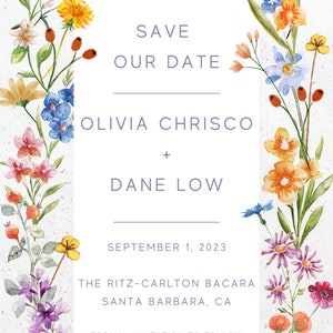 Save the Date Wedding Invitation, Floral Watercolors, Wedding, Spring/Summer, Digital Download, Customizable