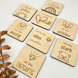 Affirmationskarten | Achtsamkeitskarten für Kinder, Holz, Mutmacher Karten, positive Karten, Ermutigung, Stärkung, mit Name, personalisiert