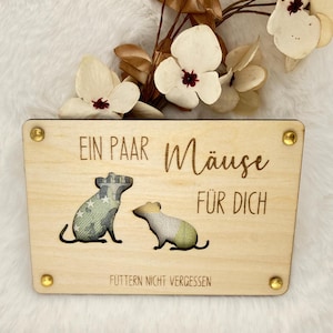 Geldgeschenk | Geschenkkarte MÄUSE aus Holz, Wunscherfüller, Holzkarte für Geldscheine, Geschenk zum Geburtstag, Glückwunschkarte, Gutschein