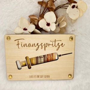 Geldgeschenk | Geschenkkarte aus Holz, Wunscherfüller, Holzkarte für Geldscheine, Geschenk zum Geburtstag, Glückwunschkarte, Finanzspritze