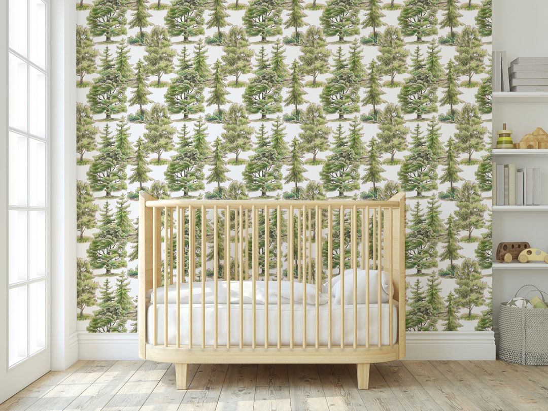 Happy Little Trees Wallpaper, Woodland Peel and Stick Wallpaper, Boys