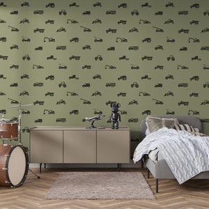 cars and trucks, nursery wallpaper, boys wallpaper, truck wallpaper, car wallpaper, tractor wallpaper, wall art, construction wallpaper, DIY