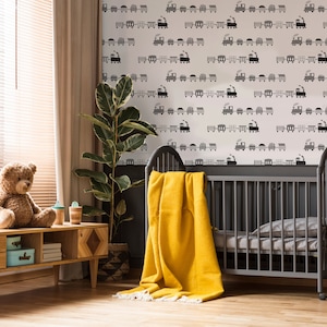 Train wallpaper boy wallpapers nursery removable peel and stick black white and gray wallpaper transportation wall art train theme kids room