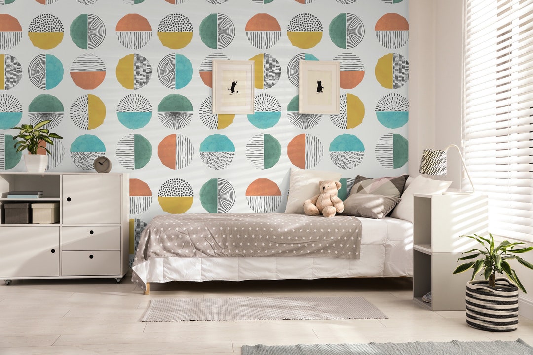 Kids Room Wallpaper, Art Class, Modern Nursery, Peel and Stick Wallpaper, Removable Wallpaper ...