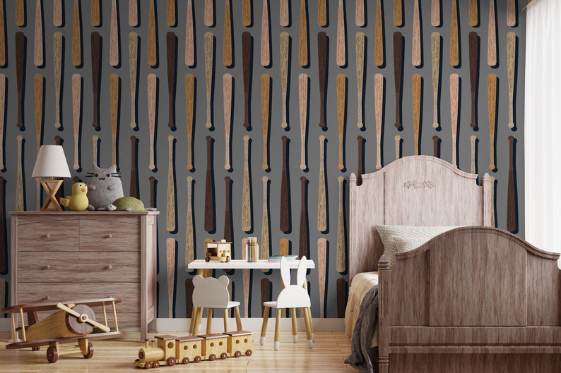 Baseball Bat Wallpaper, Sports Nursery Decor, Peel and Stick Etsy — free download
