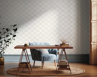 Golden Art Deco Wallpaper, Peel and Stick, Removable