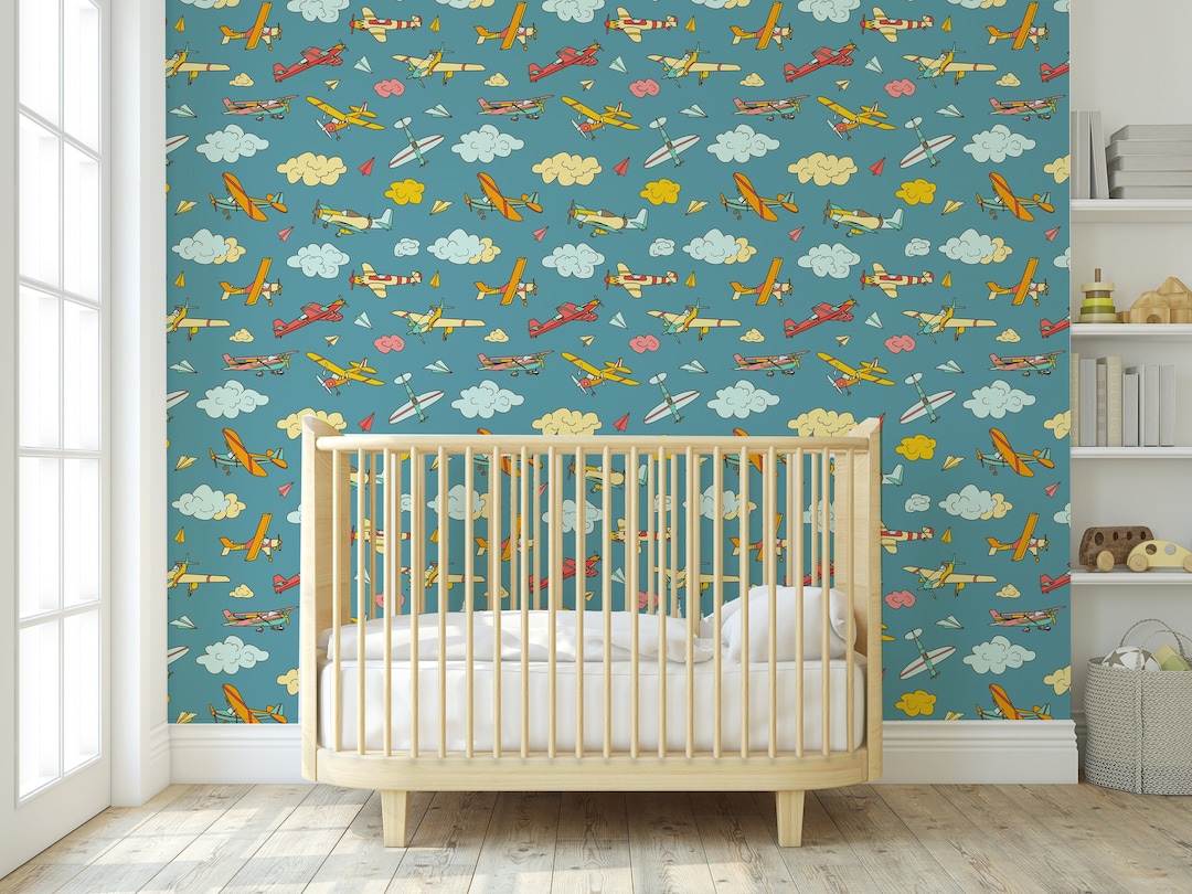 Airplane Wallpaper, Nursery Wallpaper, Kids Wallpaper, Airplane Wall ...