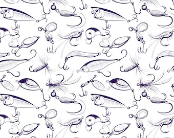 Fishing Lures Peel and Stick Wallpaper, Nautical Boys Room Decor
