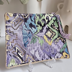 Lila Reißverschlusstasche Reißverschlusstasche Schminktasche Aufbewahrungstasche Handtasche Aufbewahrungstasche Blumentasche Aufbewahrungstasche für große Tasche