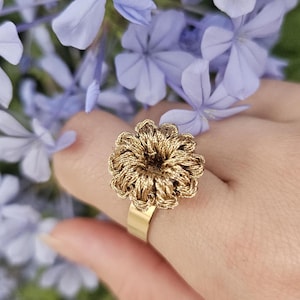 Gold flower ring stainless steel women&#39;s gold charm ring stainless steel ring floral ring hand-woven flower ring gift ring