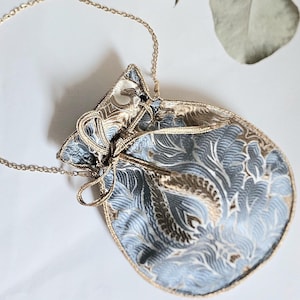 Bourse bleue et bronze fleur petite bourse sac à main bourse bronze mariage sac bourse cérémonie cadeau témoin mariage sac invité cérémonie