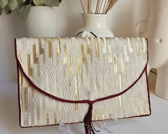 Gold fabric wedding clutch bag, ideal for a ceremony or an evening or a gift for a wedding witness, sister, mother, best friend