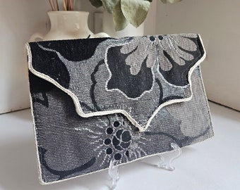 Bolso de mano de boda negro con bandolera, estampado floral, ideal para una noche o una ceremonia, regalo elegante para mujeres, novias, amigas