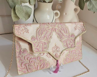 Pochette mariage rose poudrée idéale pour une cérémonie, cadeau d'anniversaire pour maman, meilleure amie ou témoin de mariage