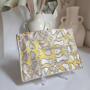 Flache Aufbewahrungstasche grau gelb Handtasche Reißverschlusstasche Kosmetiktasche Aufbewahrungstasche Handtasche Tasche für große Tasche