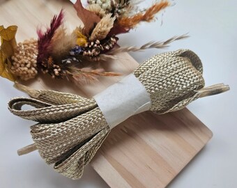 Gold shoelace, wide flat gold shoelace, gold shoelace, shiny gold shoelace, gold braided shoelace, women's doc shoelace, wide white shoelace