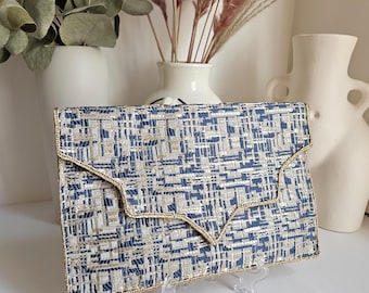 Dark blue and gray flower wedding clutch with shoulder strap ideal for an evening or for a ceremony evening shoulder strap clutch