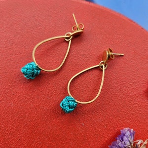 Green pearl dangle earrings flower pattern pearl earrings long pearl earrings fabric stainless steel gift