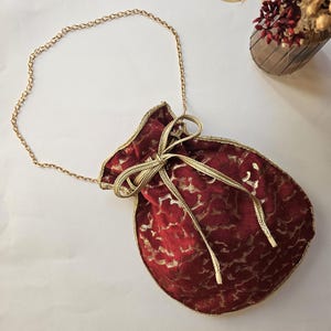 Bourse sac rouge et dorée petite bourse sac à main bourse dorée mariage sac bourse cérémonie cadeau témoin remerciement sac témoin mariage