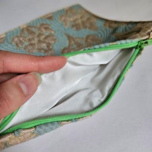 Blaues Federmäppchen mit Reißverschluss, blaues Reißverschlusstäschchen, Schminktäschchen, Aufbewahrungstasche, Handtasche, Blumentäschchen, Aufbewahrungstasche für große Taschen