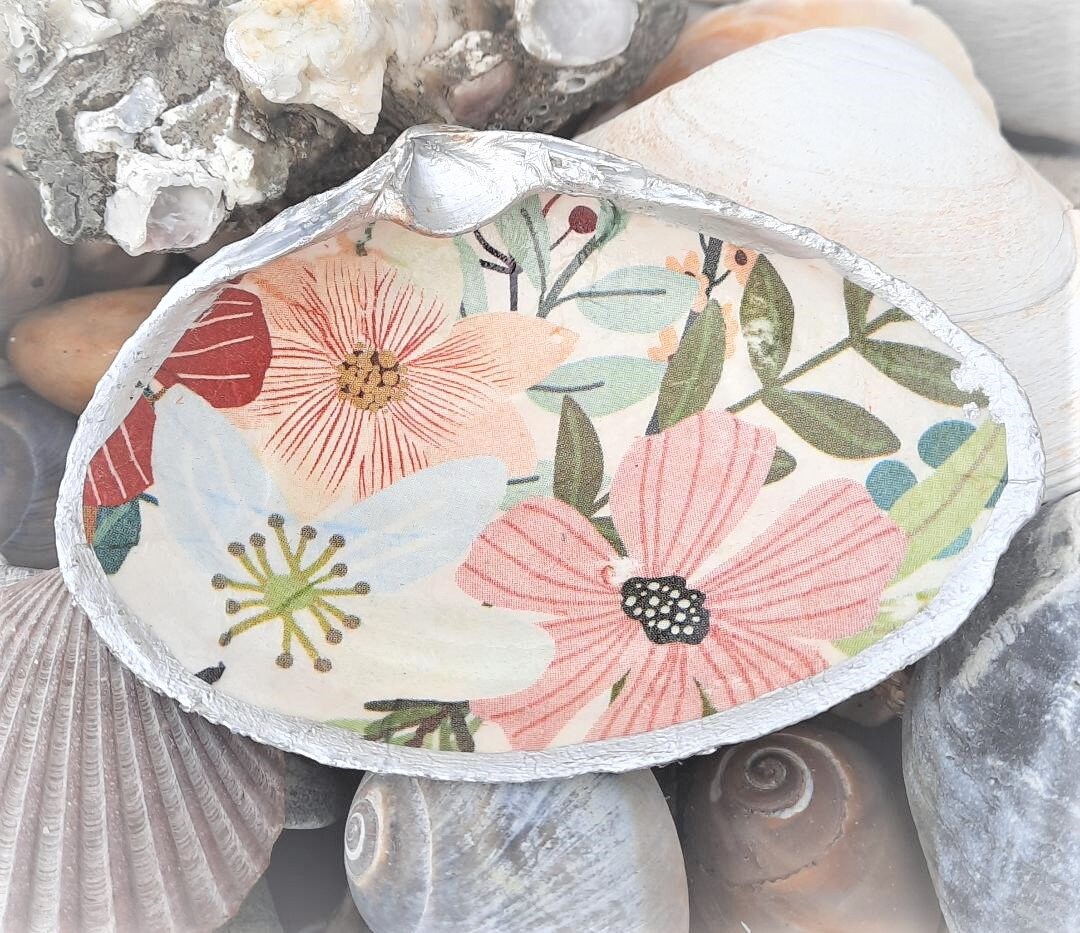 Clam Shell Art Floral Etsy