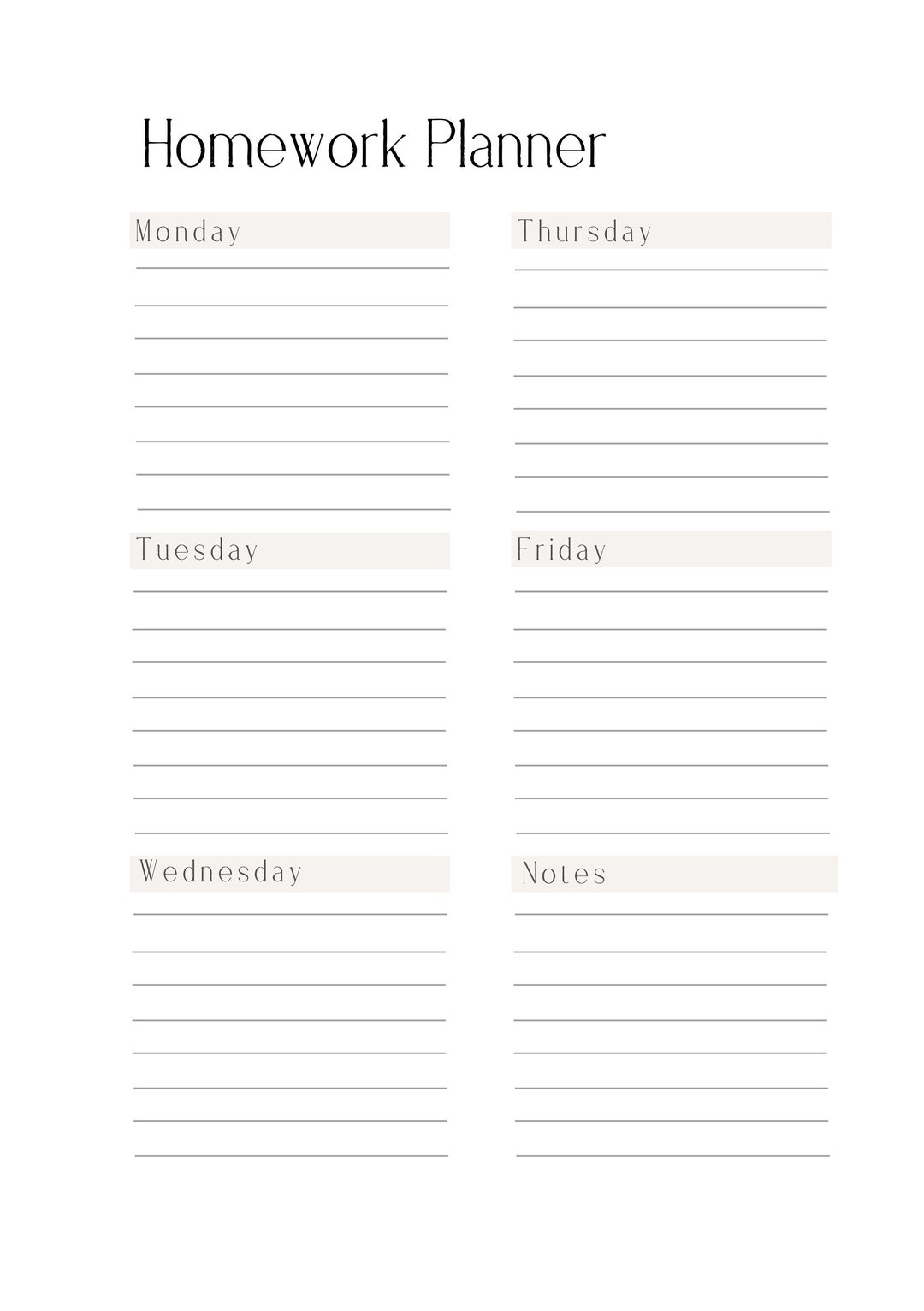 Homework Planner - Auralined Collection - Etsy