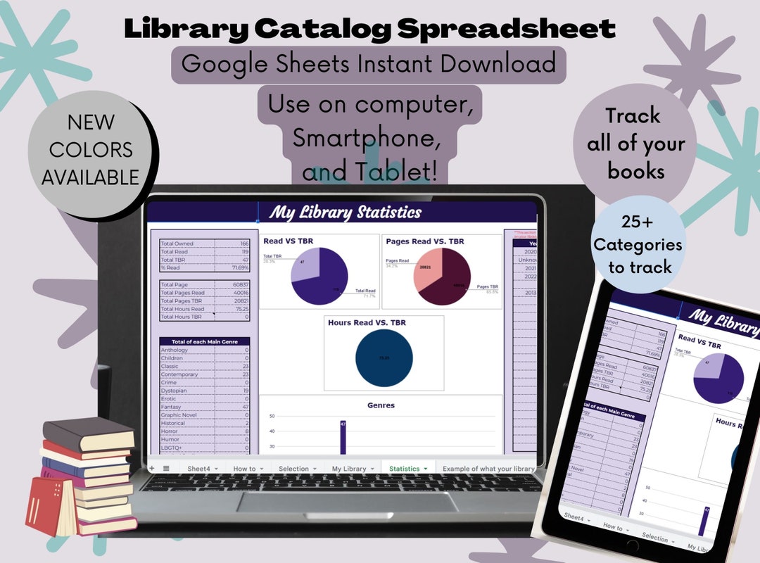 Library Catalog Spreadsheet | Personal Book Tracker Template | Book ...