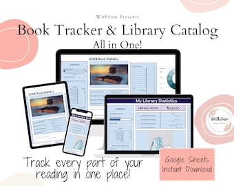 Feuille de calcul Book Tracker, catalogue de la bibliothèque Google Sheets (téléchargement numérique)