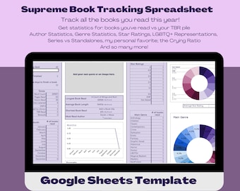 Purple Book Tracker Spreadsheet | Google Sheets, Reading Log (Digital Download)