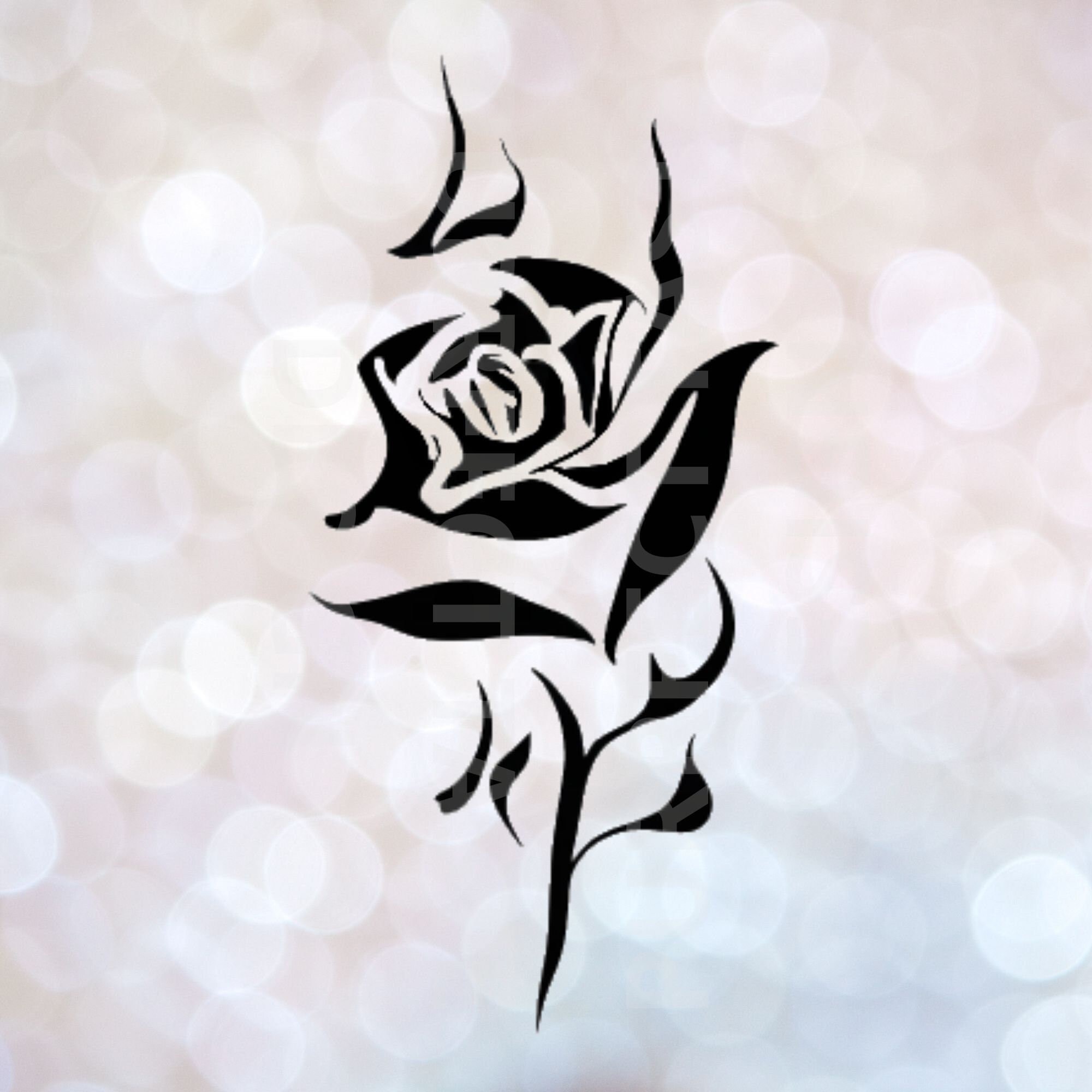Tribal Rose Tattoo Design Tribal Rose Decal Tattoo Print Black and White  Artwork Print PNG White Background Digital Illustration Download - Etsy