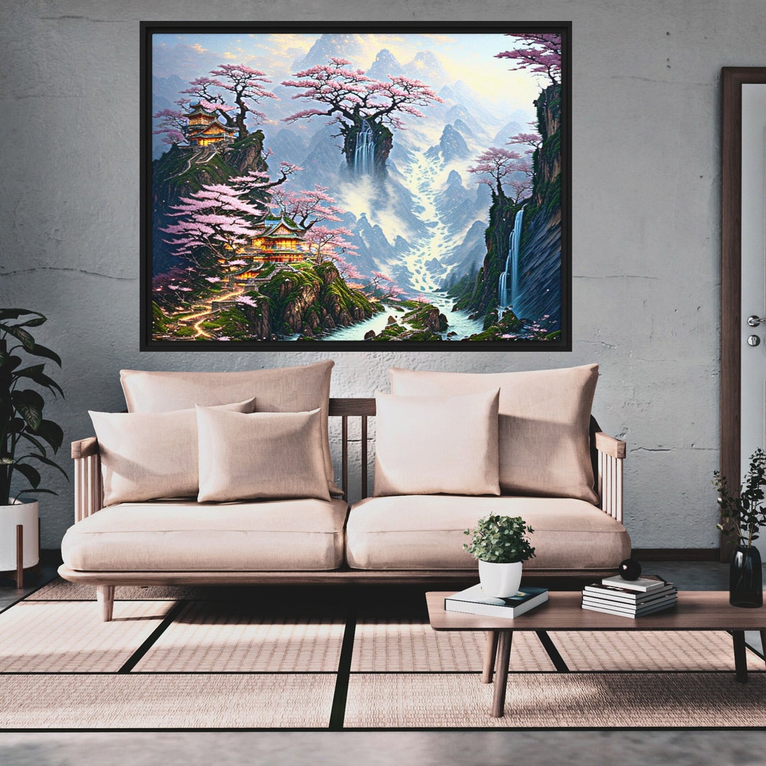 Cherry Blossom Wall Decor Asian Wall Art Framed Canvas Wall Art Decor ...