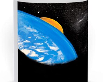 Taza de café Amanecer interestelar: impresión personalizada de galaxia y planeta Tierra, regalo cósmico para amantes de la astronomía