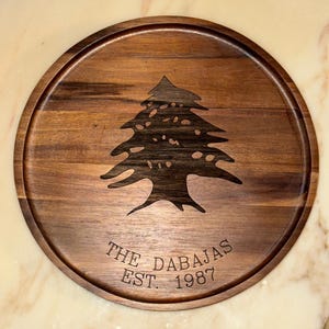 Engraved Lebanese Cedar Acacia Wood Serving Tray – Rustic Home Decor
