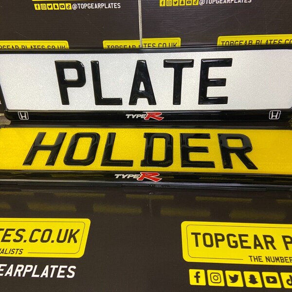 3D Gloss Gel Domed - Quick Release - Number Plate Holder - HONDA TYPE R