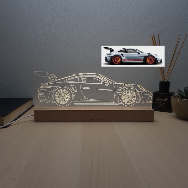 Personaliseerbaar cadeau I 3D auto-LED-lamp I tafellamp graveren op maat | Sportwagen Formule 1 autoliefhebber cadeau voor mannen