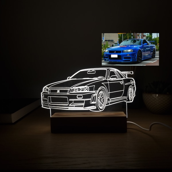 3D Auto LED Lamp Nachtlampje Gepersonaliseerd cadeau | Tafellamp aangepaste gravure | Sportwagen formule 1 autoliefhebber cadeau voor mannen