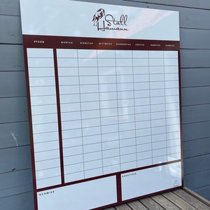 Stable board - whiteboard | Equestrian stable plan | Everyday stable life is organized individually with a logo or name, desired colors, columns, photo