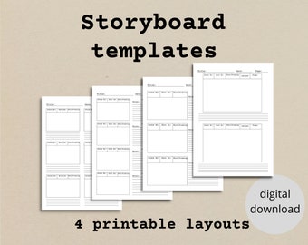 Downloadable and printable storyboard templates for film, video and story creators.