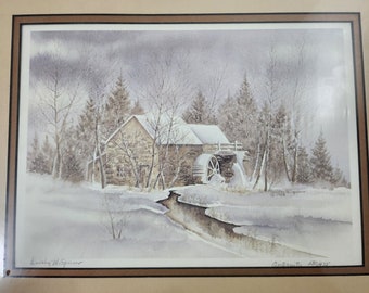 Dorothy Speiser Antiquity Lithograph Winter Snow Water Mill Signed Numbered