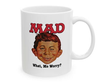 MAD Magazine Alfred E. Neuman - What, Me Worry? Ceramic Mug White 11oz