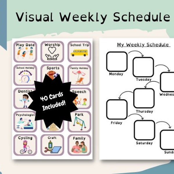 Weekly Schedule, Weekly Schedule for Autism, Weekly Schedule Planner, Weekly Diary, Printable Schedule, Special Education Resource