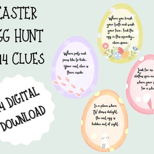 Easter Egg Hunt Clues, Indoor Clues, Chocolate Treasure Hunt, Easter Scavenger Hunt Children’s Game