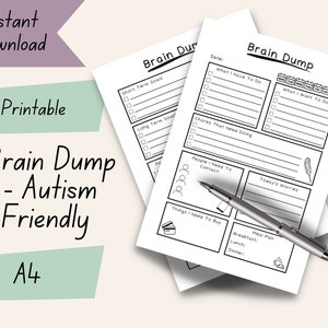 Brain Dump Template, Printable, To Do List Printable, ADHD Daily Planner, Productivity, Autism Planner, Work Day, Thoughts Organiser