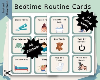 Bedtime Routine Chart, Routine Cards Autism, Bedtime Schedule, Now and Next, Bedtime Checklist, Toddler Schedule Cards, Printable